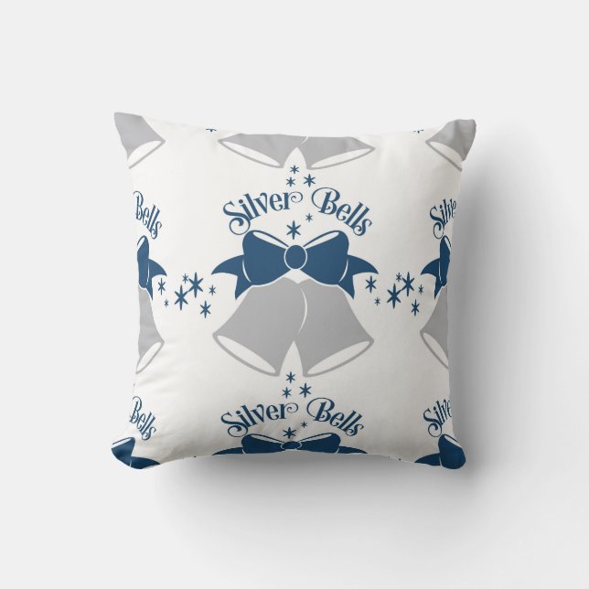 Silver Klockor/Geometric Blue Pillow Kudde (Framsida)