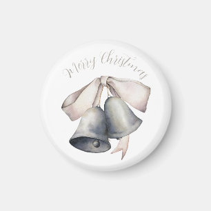 Silver Klockor med julen Guld Bow Magnet