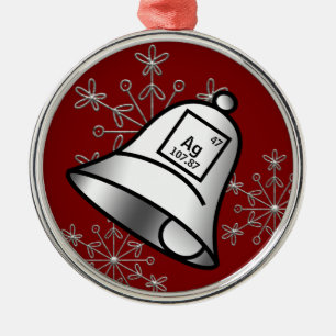 Silver Klockor Periodic Bord Snowflake Science Gif Julgransprydnad Metall