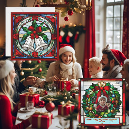 Silver Klockor Red Ribbon Faux-lagat glas