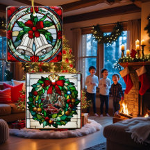 Silver Klockor Red Ribbon Faux-lagat glas