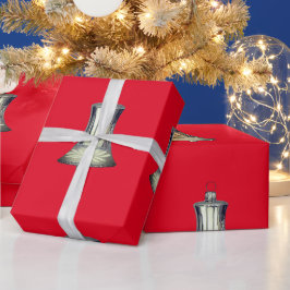 Silver Klockor Red Wrapping Papper Presentpapper