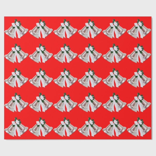 Silver Klockor Red Wrapping Papper Presentpapper (Platt)
