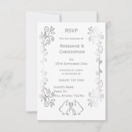 Silver Klockor Scrollwork Design Bröllop OSA Kort