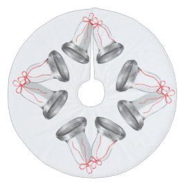 Silver Klockor Träd Skirt Julgransmatta Fleece