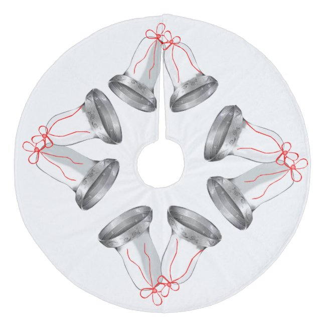 Silver Klockor Träd Skirt Julgransmatta Fleece (Framsidan)