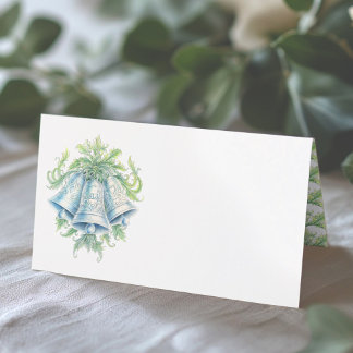 Silver klockor, vattenfärgsgreenery monogram bröll placeringskort