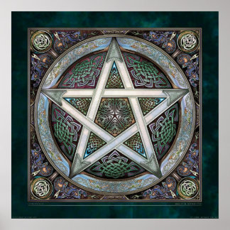 Silver Knotwork Pentacle Poster (22 x 22 tum)