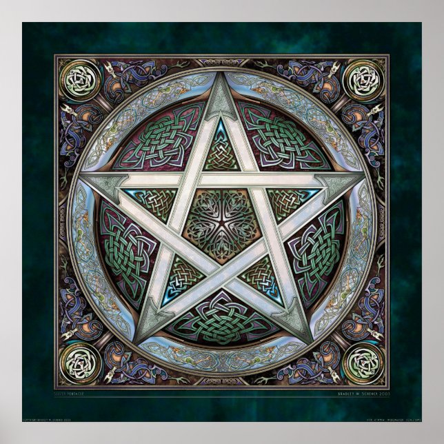 Silver Knotwork Pentacle Poster (22 x 22 tum) (Framsidan)