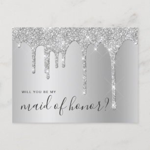 Silver kommer du att vara min maid of honor inbjudan vykort