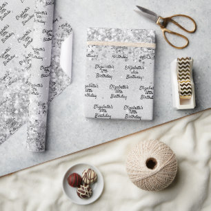 Silver konetti gnistra namn elegant presentpapper
