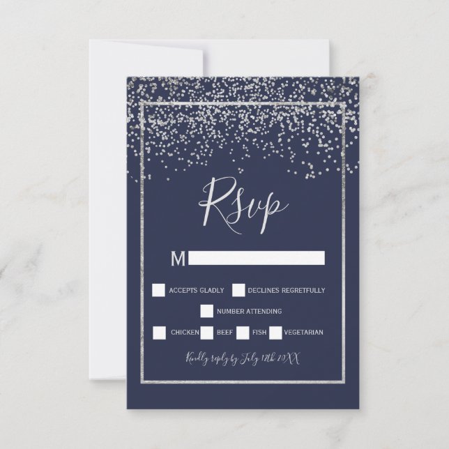 Silver konetti marinblå typografi osa kort (Framsida)