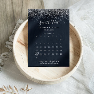 Silver-konfetti-kalligrafi Spara datumkalender Datumet