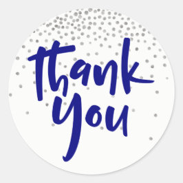 Silver-konfetti med marin: Modern "Tack"-typ Runt Klistermärke