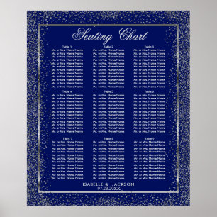 Silver Konfetti och Mörk blått - 9 sittplatsplan Poster
