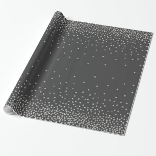 Silver-konfetti över Mörk Grått-Helgdag Stil Presentpapper