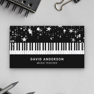 Silver Konfetti Piano Tangentbord Musiker Pianist Visitkort