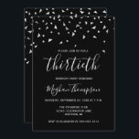 Silver Konfetti vid Svarta 30års födelsedag Party Inbjudningar<br><div class="desc">Den här moderna designen har en svart bakgrund i faux triangular konetti silver. Ord "trettionde" visas i eleganten med grått handskriftsteckensnitt. Anpassa inbjudan till honoree namn i lätt grått-handskriftsteckensnitt,  tillsammans med datum,  plats och andra uppgifter i lätt grått sans serif-typ.</div>