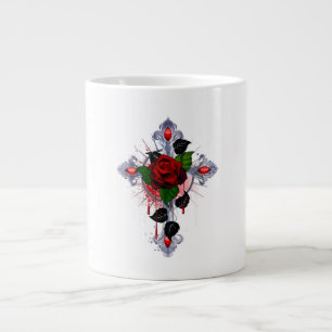 Silver Kor med Röd ros Jumbo Mugg