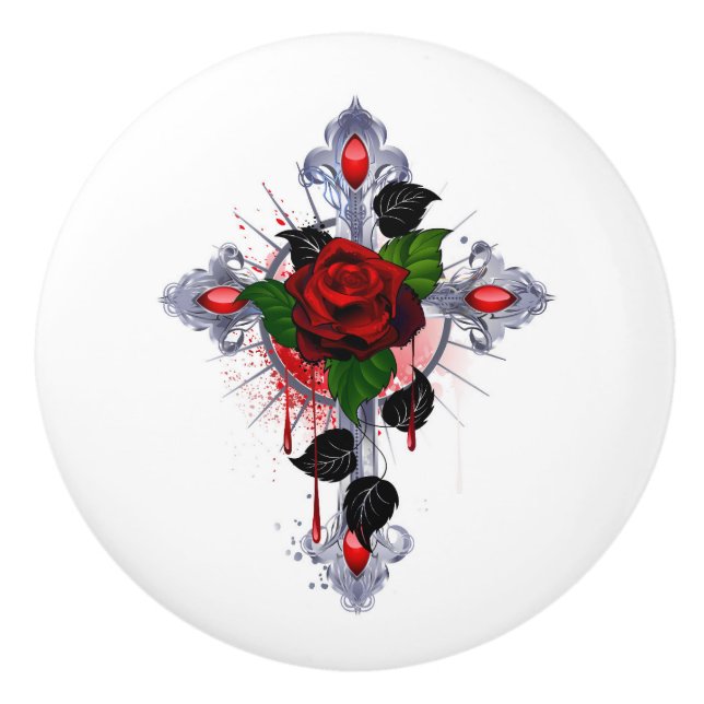 Silver Kor med Röd ros Knopp (Framsidan)