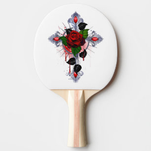Silver Kor med Röd ros Pingisracket