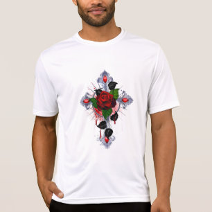 Silver Kor med Röd ros T Shirt