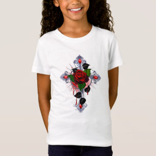 Silver Kor med Röd ros T Shirt