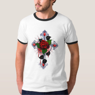 Silver Kor med Röd ros T Shirt