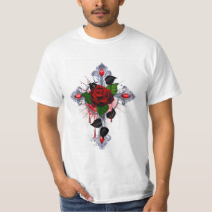 Silver Kor med Röd ros T Shirt