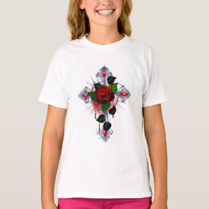 Silver Kor med Röd ros T Shirt