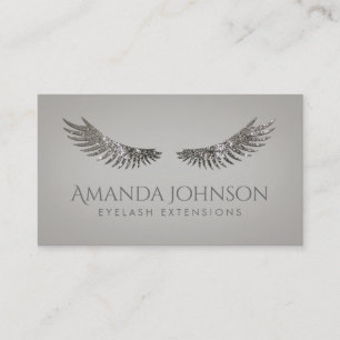 Silver-kort för Glitter Lash Eyelash Extensions Visitkort