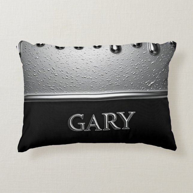 Silver Krom Dropp Gary Namn Modern Lyx Prydnadskudde (Framsidan)