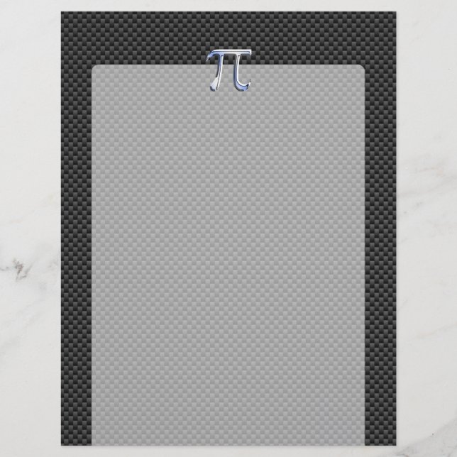 Silver Krom som Pi-symbol på kolfiberutskrift (Framsida)