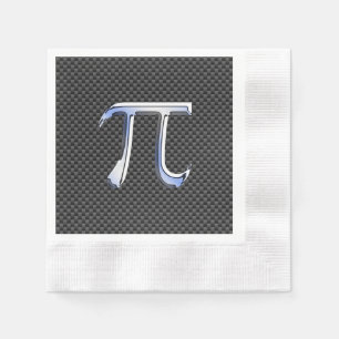 Silver Krom som Pi-symbol på kolfiberutskrift Pappersservett
