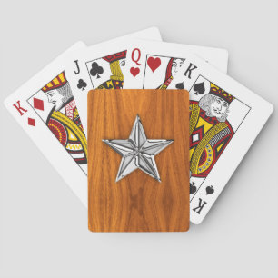 Silver Krome som Nautisk stjärna på Teak Veneer Casinokort