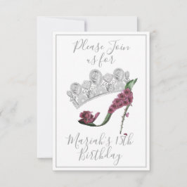 Silver Krona, Blommigt Fairy High Heel Shoe Inbjudningar