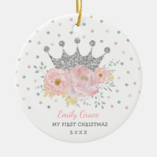 Silver Krona Princess Baby Första jul 1:a jul Julgransprydnad Keramik