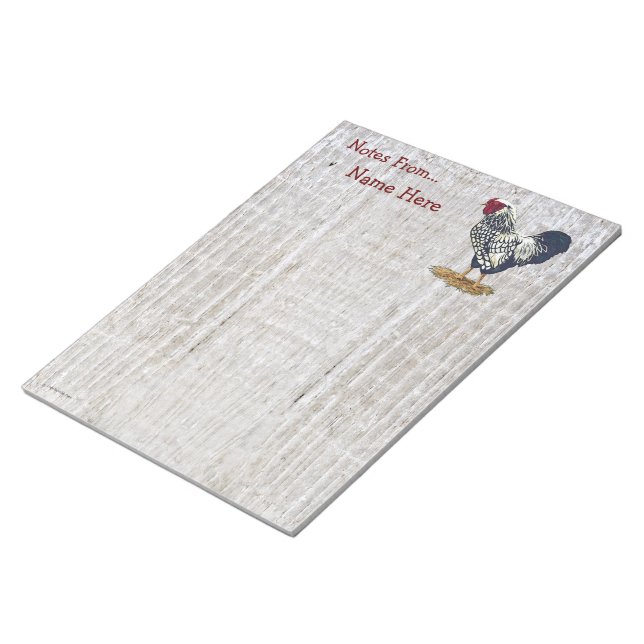 Silver Laced Wyandotte Tupp Light Barnboard Anteckningsblock (Vinklad)