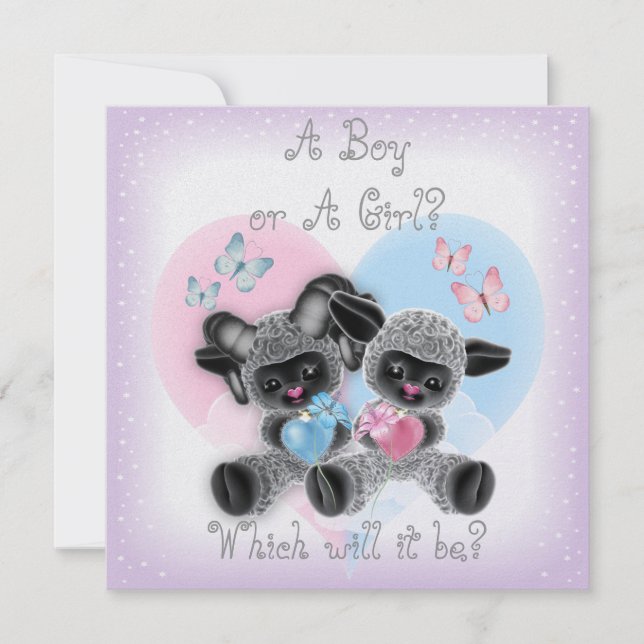 Silver Lamb Baby Gender Reveal Party Invit Inbjudningar (Framsida)