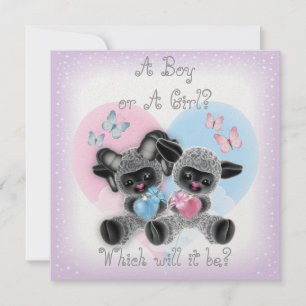 Silver Lamb Baby Gender Reveal Party Invit Inbjudningar