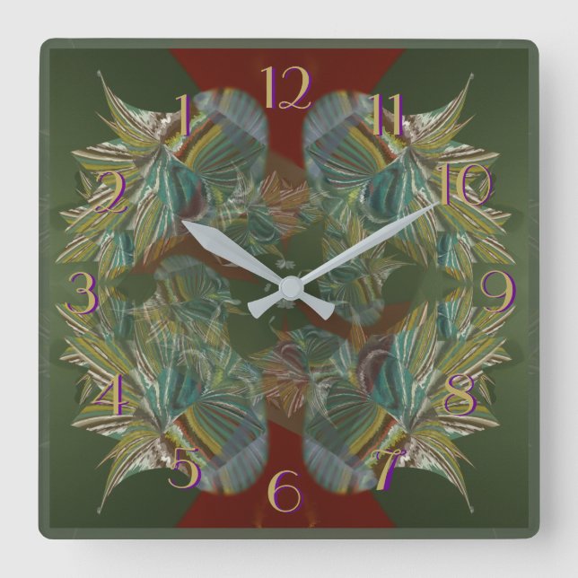 Silver langer bakåtriktade 3 tar tid på fyrkantig klocka (Framsida)