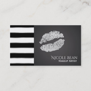 Silver Läppar Glam Chic Beauty Salon Makeup Visitkort