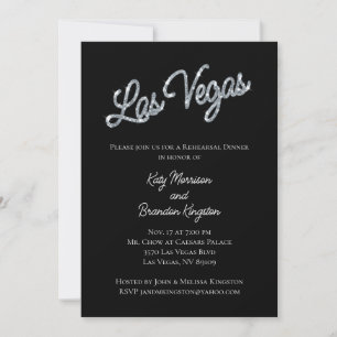 Silver Las Vegas Sparkles Rehearsal Dinner Inbjudningar