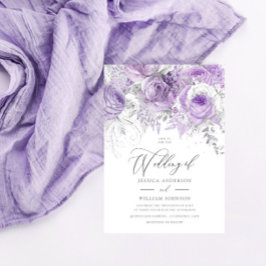 Silver & Lavender Enchanted Blommigt Bröllop Inbjudningar