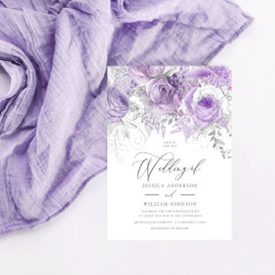 Silver & Lavender Enchanted Blommigt Bröllop Inbjudningar