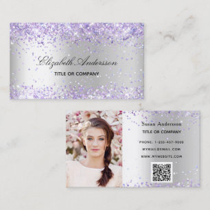 Silver lavender-fotot QR-kod Visitkort