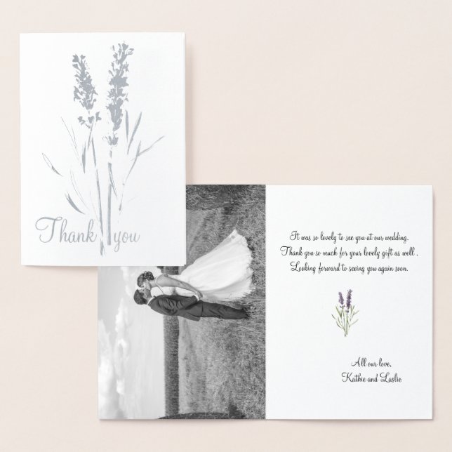 silver lavender - lägg till bröllop-foto folierat kort (Display)
