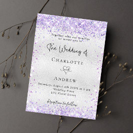 Silver lavender violet elegant bröllop inbjudningar