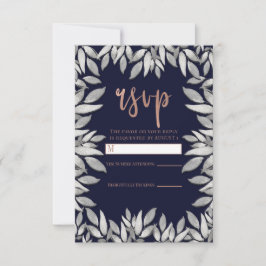 Silver Leaves Botaniskt Glamour Blå Rosa Svar RSVP