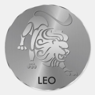 Silver Leo Lejon - Zodiac Sign Runt Klistermärke